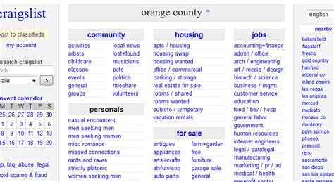 see also. . Craigs list orange county